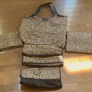 Leopard print bag set - 5 piece - Purse, make up bags, tote, and storage